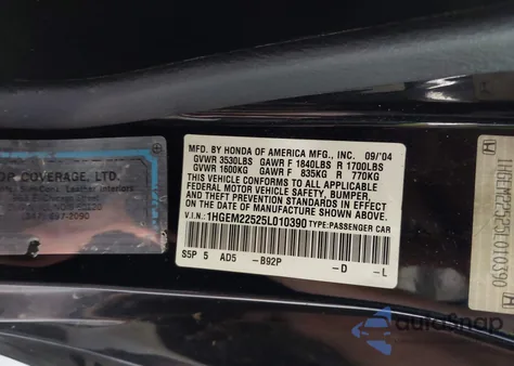 2005 Honda Civic Lx из США, поврежденный, VIN 1HGEM22525L010390